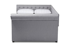 Baxton Studio Mabelle Modern and Contemporary Gray Fabric Upholstered Queen Size Daybed with Trundle