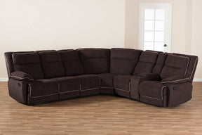 Baxton Studio Sabella Modern and Contemporary Chocolate Brown Fabric Upholstered 7-Piece Reclining Sectional Sofa