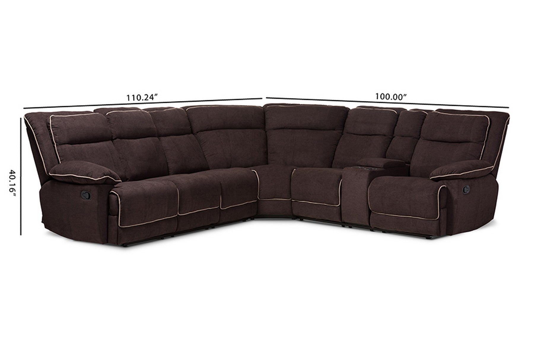 Baxton Studio Sabella Modern and Contemporary Chocolate Brown Fabric Upholstered 7-Piece Reclining Sectional Sofa