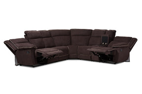 Baxton Studio Sabella Modern and Contemporary Chocolate Brown Fabric Upholstered 7-Piece Reclining Sectional Sofa