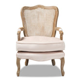 Baxton Studio Vallea Traditional French Provincial Light Beige Velvet Fabric Upholstered White-Washed Oak Wood Armchair Baxton Studio-chairs-Minimal And Modern - 1