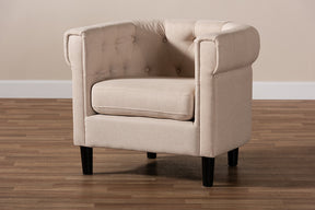 Baxton Studio Bisset Classic and Traditional Beige Fabric Upholstered Chesterfield Chair