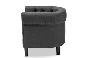 Baxton Studio Bisset Classic and Traditional Gray Fabric Upholstered Chesterfield Chair