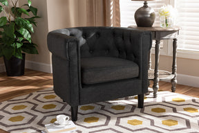 Baxton Studio Bisset Classic and Traditional Gray Fabric Upholstered Chesterfield Chair