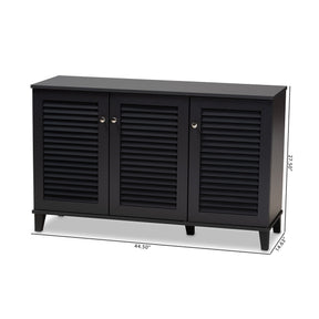 Baxton Studio Coolidge Modern and Contemporary Dark Grey Finished 8-Shelf Wood Shoe Storage Cabinet