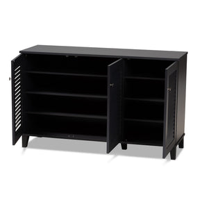 Baxton Studio Coolidge Modern and Contemporary Dark Grey Finished 8-Shelf Wood Shoe Storage Cabinet Baxton Studio-Shoe Cabinets-Minimal And Modern - 1