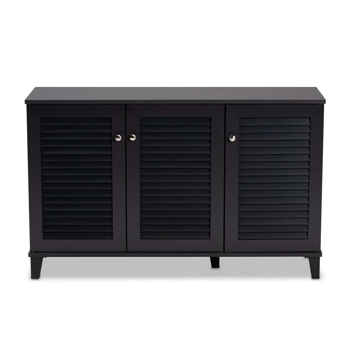 Baxton Studio Coolidge Modern and Contemporary Dark Grey Finished 8-Shelf Wood Shoe Storage Cabinet