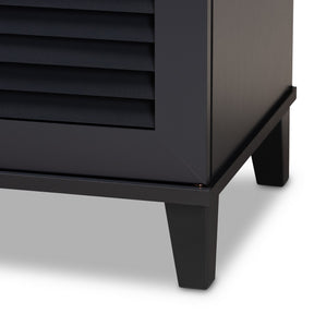 Baxton Studio Coolidge Modern and Contemporary Dark Grey Finished 8-Shelf Wood Shoe Storage Cabinet