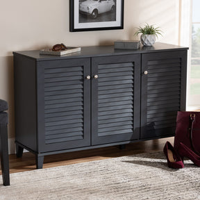 Baxton Studio Coolidge Modern and Contemporary Dark Grey Finished 8-Shelf Wood Shoe Storage Cabinet