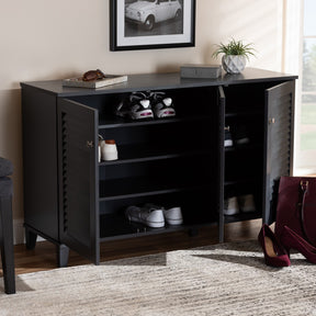 Baxton Studio Coolidge Modern and Contemporary Dark Grey Finished 8-Shelf Wood Shoe Storage Cabinet