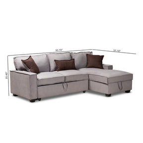 Baxton Studio Emile Modern and Contemporary Light Grey Fabric Upholstered Right Facing Storage Sectional Sofa with Pull-Out Bed