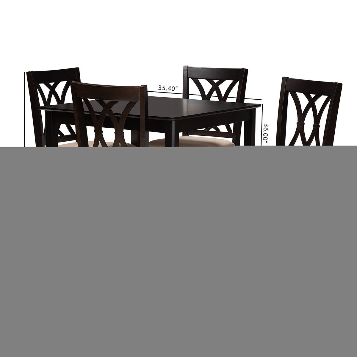 Baxton Studio Reneau Modern and Contemporary Sand Fabric Upholstered Espresso Brown Finished 5-Piece Wood Pub Set