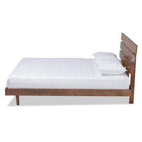 Baxton Studio Anzia Mid-Century Modern Walnut Finished Wood Queen Size Platform bed