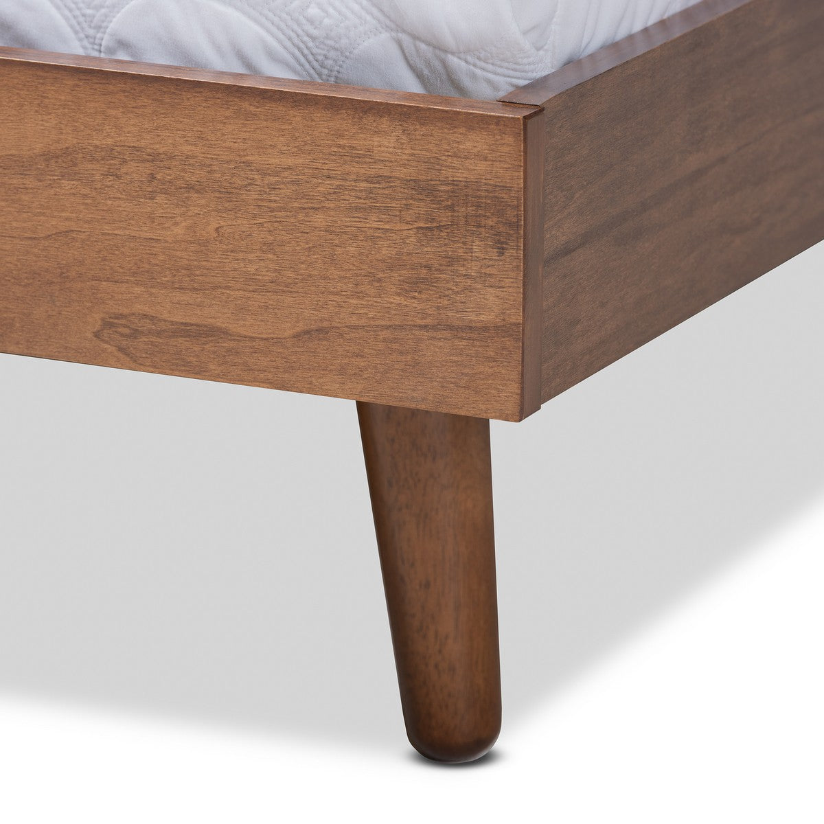 Baxton Studio Anzia Mid-Century Modern Walnut Finished Wood Queen Size Platform bed