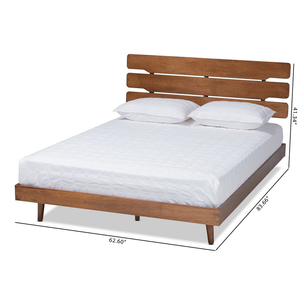 Baxton Studio Anzia Mid-Century Modern Walnut Finished Wood Queen Size Platform bed