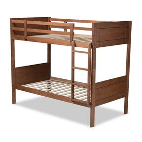 Baxton Studio Elsie Modern and Contemporary Walnut Brown Finished Wood Twin Size Bunk Bed