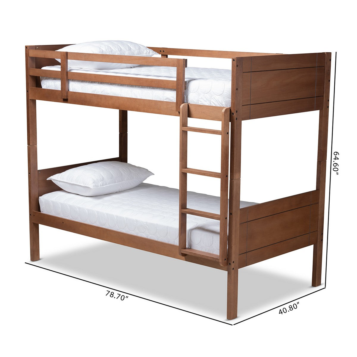 Baxton Studio Elsie Modern and Contemporary Walnut Brown Finished Wood Twin Size Bunk Bed