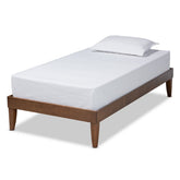 Baxton Studio Lucina Mid-Century Modern Walnut Brown Finished Twin Size Platform Bed Frame Baxton Studio- Bed Frames-Minimal And Modern - 1