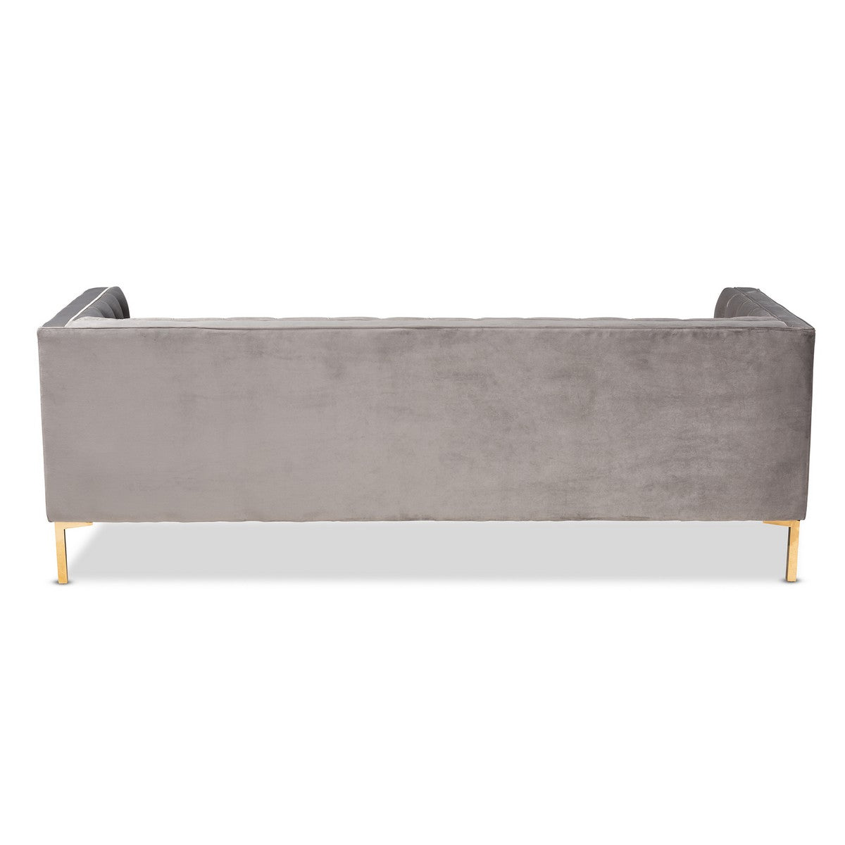 Baxton Studio Zanetta Glam and Luxe Gray Velvet Upholstered Gold Finis