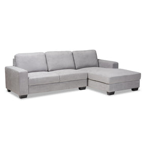 Baxton Studio Nevin Modern and Contemporary Light Grey Fabric Upholstered Sectional Sofa with Right Facing Chaise Baxton Studio-sectionals-Minimal And Modern - 1