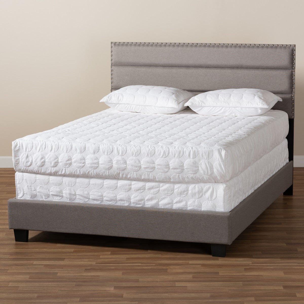 Baxton Studio Ansa Modern and Contemporary Grey Fabric Upholstered King Size Bed