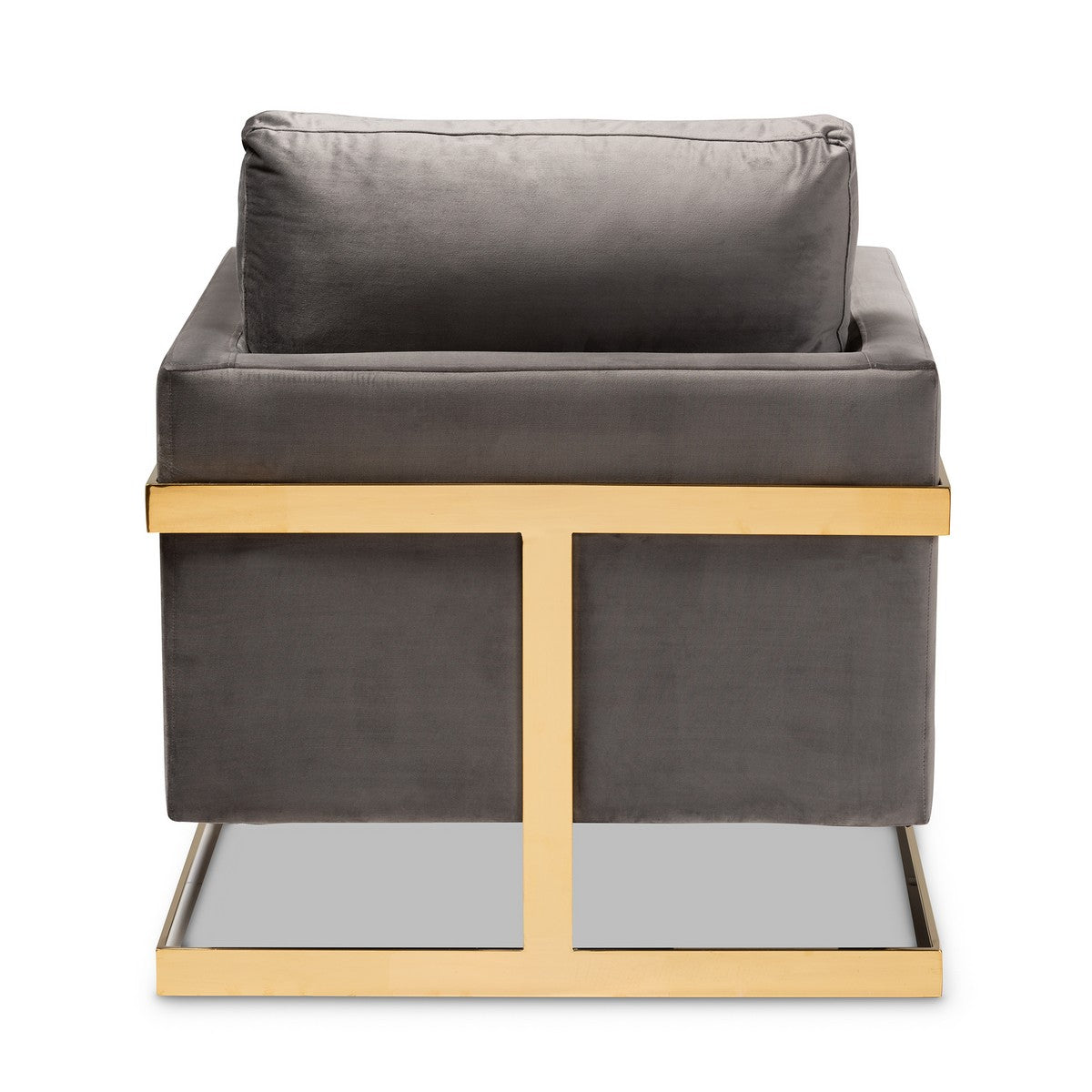 Baxton Studio Matteo Glam and Luxe Grey Velvet Fabric Upholstered Gold Finished Armchair