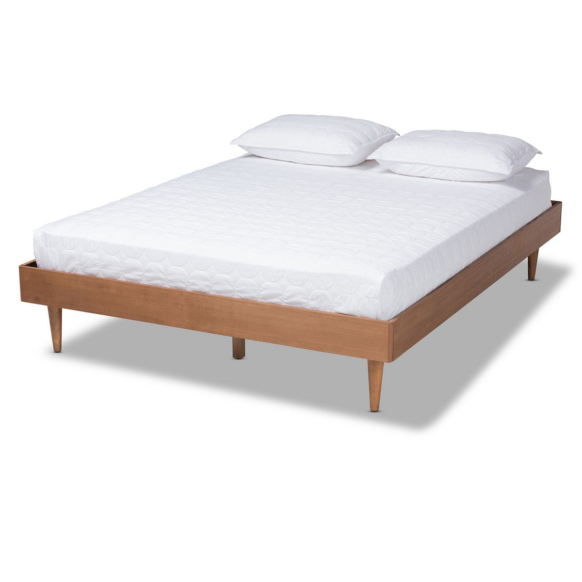 Baxton Studio Rina Mid-Century Modern Ash Wanut Finished Queen Size Wood Bed Frame Baxton Studio- Bed Frames-Minimal And Modern - 1