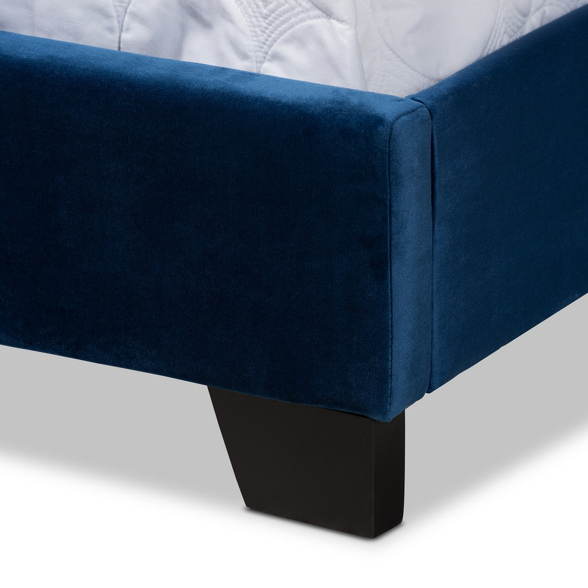 Baxton Studio Samantha Modern and Contemporary Navy Blue Velvet Fabric Upholstered King Size Button Tufted Bed