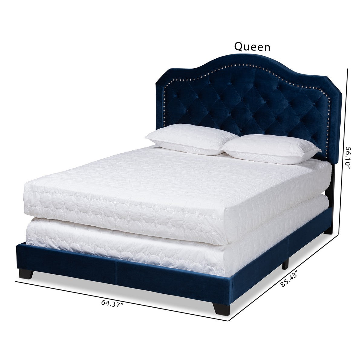 Baxton Studio Samantha Modern and Contemporary Navy Blue Velvet Fabric Upholstered King Size Button Tufted Bed