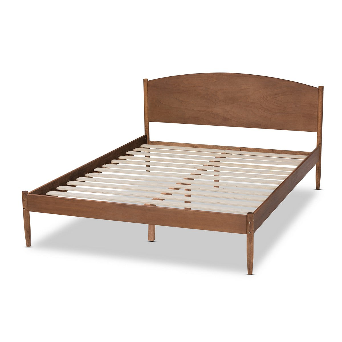 Baxton Studio Leanora Mid-Century Modern Ash Wanut Finished Full Size Wood Platform Bed