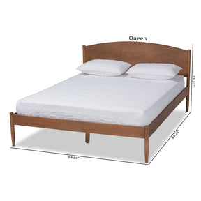 Baxton Studio Leanora Mid-Century Modern Ash Wanut Finished Full Size Wood Platform Bed