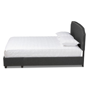 Baxton Studio Larese Dark Grey Fabric Upholstered 2-Drawer King Size Platform Storage Bed