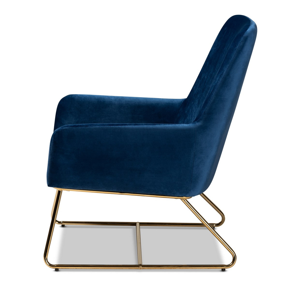 Baxton Studio Sennet Glam and Luxe Navy Blue Velvet Fabric Upholstered Gold Finished Armchair