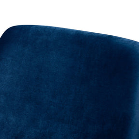 Baxton Studio Sennet Glam and Luxe Navy Blue Velvet Fabric Upholstered Gold Finished Armchair