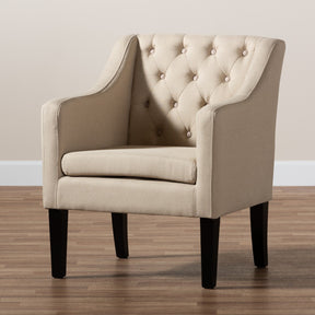 Baxton Studio Brittany Modern and Contemporary Beige Fabric Upholstered Club Chair