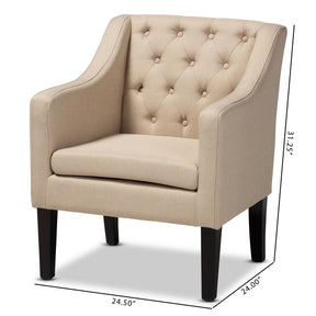 Baxton Studio Brittany Modern and Contemporary Beige Fabric Upholstered Club Chair