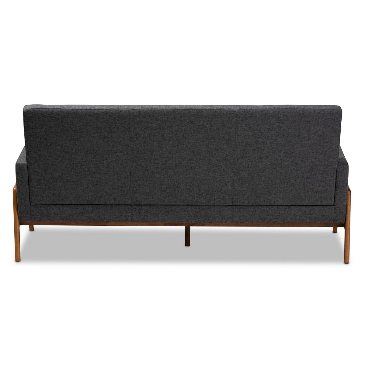 Baxton Studio Perris Mid-Century Modern Dark Grey Fabric Upholstered Walnut Finished Wood Sofa