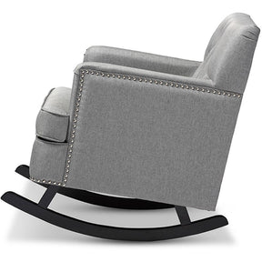 Baxton Studio Bethany Modern and Contemporary Grey Fabric Upholstered Button-tufted Rocking Chair Baxton Studio--Minimal And Modern - 3