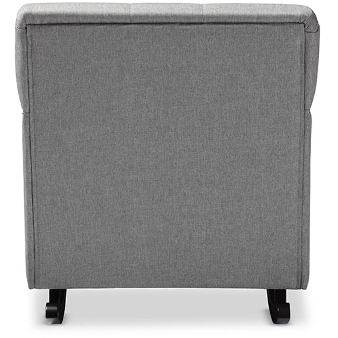 Baxton Studio Bethany Modern and Contemporary Grey Fabric Upholstered Button-tufted Rocking Chair Baxton Studio--Minimal And Modern - 4