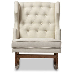 Baxton Studio Iona Mid-century Retro Modern Light Beige Fabric Upholstered Button-tufted Wingback Rocking Chair Baxton Studio--Minimal And Modern - 1