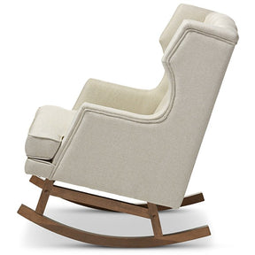 Baxton Studio Iona Mid-century Retro Modern Light Beige Fabric Upholstered Button-tufted Wingback Rocking Chair Baxton Studio--Minimal And Modern - 3