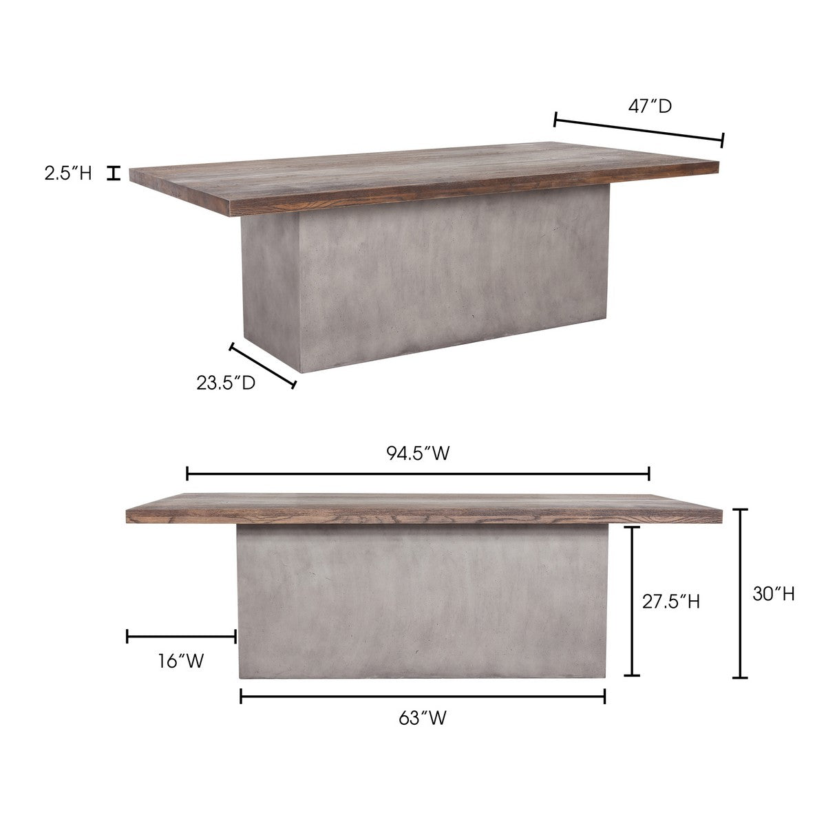 Moe's Home Collection Kaia Oak Dining Table - BQ-1030-25