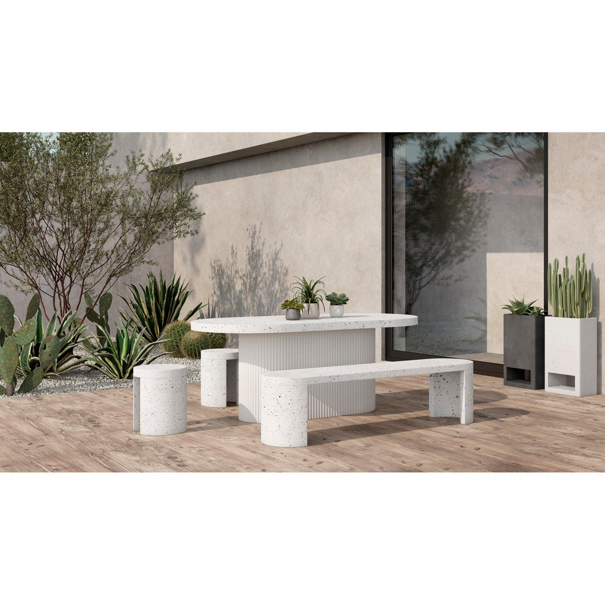 Moe's Home Collection Bristol Planter Ivory Terrazzo - BQ-1049-05