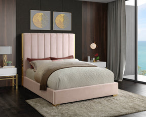 Meridian Furniture Becca Pink Velvet Full Bed