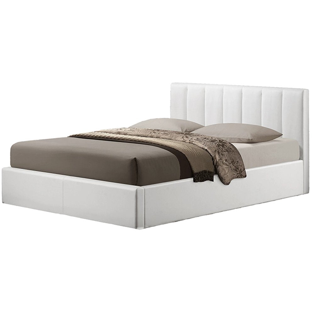 Baxton Studio Templemore White Leather Contemporary Queen Size Bed