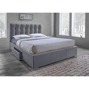 Baxton Studio Sarter Contemporary Grid-Tufted Grey Fabric Upholstered Storage Queen-Size Bed with 2-drawer Baxton Studio-beds-Minimal And Modern - 5