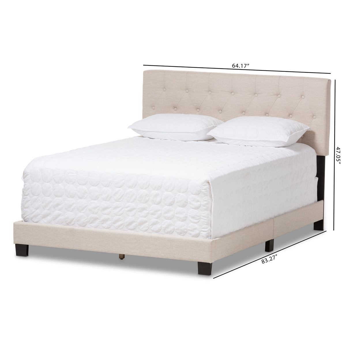 Baxton Studio Cassandra Modern and Contemporary Light Beige Fabric Upholstered King Size Bed Baxton Studio-King Bed-Minimal And Modern - 8