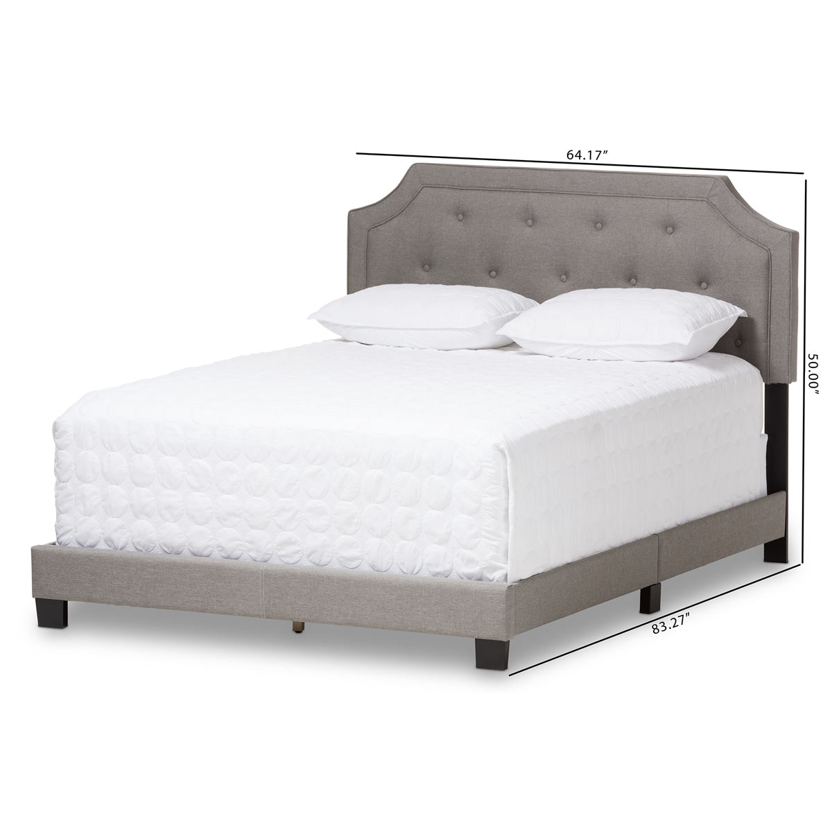 Baxton Studio Willis Modern and Contemporary Light Grey Fabric Upholstered Queen Size Bed Baxton Studio-Queen Bed-Minimal And Modern - 8