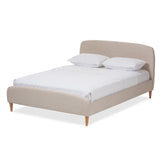 Baxton Studio Mia Mid-Century Light Beige Fabric Upholstered Queen Size Platform Bed Baxton Studio-Queen Bed-Minimal And Modern - 2