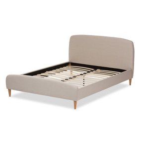 Baxton Studio Mia Mid-Century Light Beige Fabric Upholstered Full Size Platform Bed Baxton Studio-Full Bed-Minimal And Modern - 4